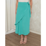 Saia Longa Envelope Feminino Transpassada Ajustável De Amarrar