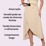 Saia Longa Envelope Feminino Transpassada Ajustável De Amarrar
