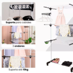 Varal De Chão Roupa Calcinha Grade 3 Andares Dobrável Portátil