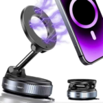 Suporte Magnético Ajustável E Dobrável Para Telefone, 360° Giratório Com Ventosa A Vácuo Para Painel