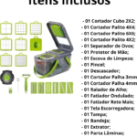 Fatiador Cortador Ralador 22 Peças Descascador De Alimentos Frutas Picador Multifuncional com Lâminas Inox