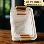 Kit de Organizadores Bambu Multiuso Organize Quartos Salas Cozinhas Brinquedos e Armarios