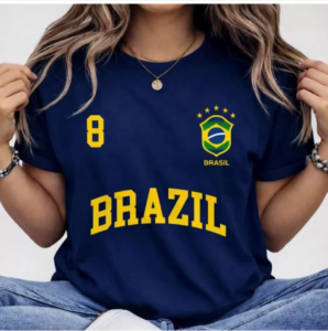 Blusa Feminina Brasil T-shirt Verão Algodão