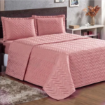 Kit Colcha Cobre Leito Luxo Casal Padrão 03 Peças Matelado Com Porta Travesseiro