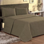Kit Colcha Cobre Leito Luxo Casal Padrão 03 Peças Matelado Com Porta Travesseiro
