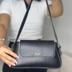 Bolsa feminina pequena baguete com alça de ombro e alça transversal regulável asa lançamento