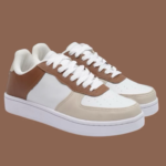 Tênis Casual Feminino Branco com Caramelo | Design Sofisticado e Confortável