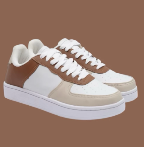 Tênis Casual Feminino Branco com Caramelo | Design Sofisticado e Confortável