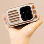 Mini Caixa de Som Ai inteligente Bluetooth com Tela LCD Toque Rádio Despertaddor Aplicativo Controle