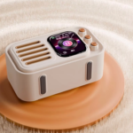 Mini Caixa de Som Ai inteligente Bluetooth com Tela LCD Toque Rádio Despertaddor Aplicativo Controle