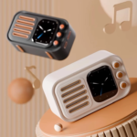 Mini Caixa de Som Ai inteligente Bluetooth com Tela LCD Toque Rádio Despertaddor Aplicativo Controle