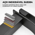 Torneira Banheiro quadrada Inox 304 preta duas entradas quente e fria torneira de armário de banheiro preto