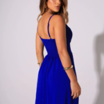 Vestido com alça fina com fenda lateral elegante feminino para festa verão sofistica estefani