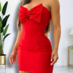 Vestido Feminino Curto Tubinho com Laço Tomara que Caia Ideal para Festa Evento Jantares LANÇAMENTO