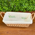 Cesta Retangular com Alça em Papel e Forro em Tecido Wolff Organizador Porta Pão Mesa Posta Bege Café