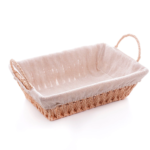 Cesta Retangular com Alça em Papel e Forro em Tecido Wolff Organizador Porta Pão Mesa Posta Bege Café