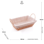 Cesta Retangular com Alça em Papel e Forro em Tecido Wolff Organizador Porta Pão Mesa Posta Bege Café