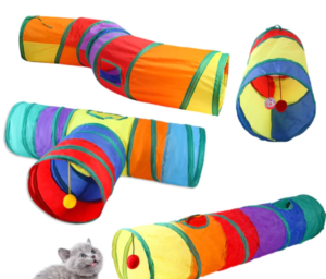Túnel Colorido Gato Interativo Cachorro Labirinto Dobrável Pet Playground Toca Brinquedos Gatos
