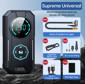 Mini Compressor de Ar Digital Portátil – USB Recarregável – Calibrador de Pneu Profissional, Bomba Compressor de ar portátil digital