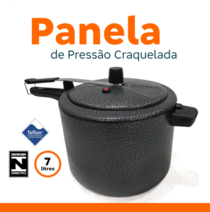 Panela de Pressão Craqueada – 7 Litros Alumínio – Fechamento Interno Resistente – Selo INMETRO