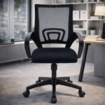 Cadeira Executiva Giratória Ergonômica Preta com Encosto em Tela e Ajuste de Altura