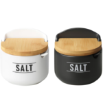 Saleiro De Porcelana Com Colher Tampa Bambu 290ml Manhattan Hauskraft Porta Sal