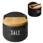 Saleiro De Porcelana Com Colher Tampa Bambu 290ml Manhattan Hauskraft Porta Sal
