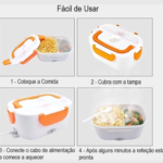 Marmita Elétrica Portátil 2 em 1 Bivolt 12V/24V e 110V/220V para Casa, Carro, Uber e Caminhão