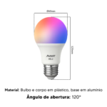 Kit 1 a 5 Lampada Led Pera Smart Inteligente Wi-fi 2.4 GHz 10w RGB Colorido E27 Neo Avant