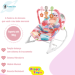 Cadeira de Descanso e Balanço P/ Bebê Baby Vibratória Com Musical e Brinquedos Didático Zippy Toys