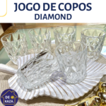 Jogo de Copos Diamond 280ml Vidro Transparente
