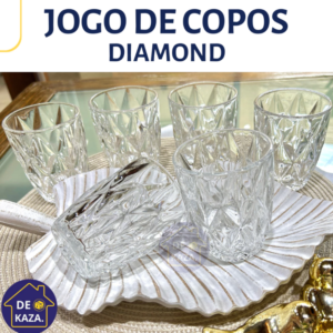 Jogo de Copos Diamond 280ml Vidro Transparente