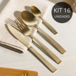 Faqueiro 16 Peças de Aço Inox Champanhe Santorini – Lyor